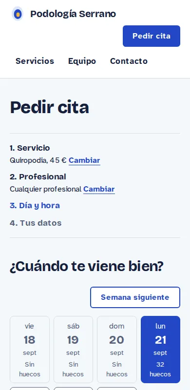 Podología Serrano en un móvil